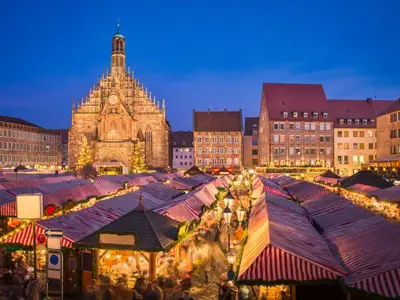 Christmas market in the old town of Nuremberg, Germany
