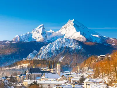 Beautiful view of famous Watzmann mountain peak on a cold day