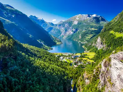 View of Geirangerfjord in Norway, Europe.