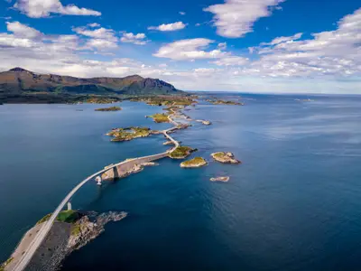 Atlantic Ocean Road or the Atlantic Road (Atlanterhavsveien) been awarded the title as Norwegian Construction of the Century. The road classified as a National Tourist Route. Aerial photography