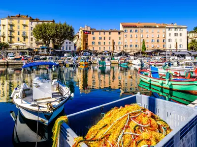 famous old town and harbor of ajaccio on corsica