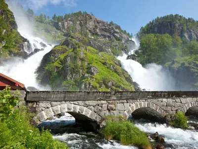 Latefossen (Latefoss) - one of the biggest waterfalls in Norway, Scandinavia, Europe