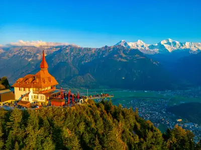 Sunset panorama of Harder Kulm in Switzerland.