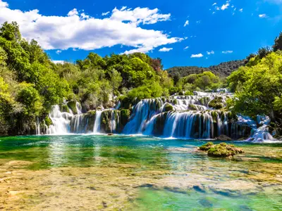 Beautiful Skradinski Buk Waterfall In Krka National Park - Dalmatia Croatia, Europe