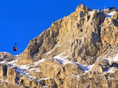 The cable car to Lagazuoi peak, Dolomite Alps, Italy