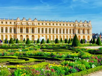 Pond in front of the Royal residence at Versailles near Paris in France