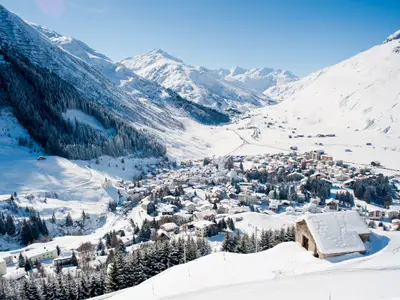 The village Andermatt in winter, Uri, Switzerland