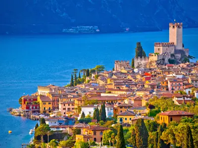 Town of Malcesine on Lago di Garda skyline view, Veneto region of Italy