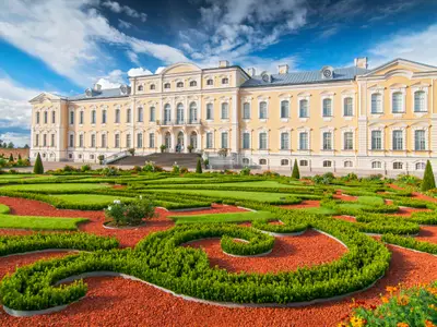 Rundale palace, former summer residence of Latvian nobility with a beautiful gardens around.
