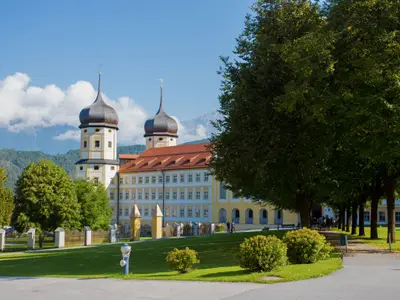 STAMS, AUSTRIA, SEPTEMBER 9, 2020 - Cistercian Stams Abbey (Stift Stams) in Stams, Imst district, Tyrol, Austria.