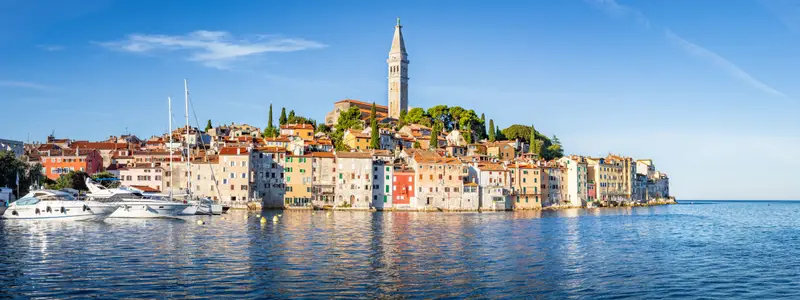 Classic panoramic view of Rovinj old town, Istria, Croatia