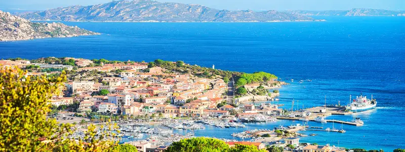 Landscape of Palau Maddalena Island in Costa Smeralda resort in Mediterranean sea, Sardinia, Italy