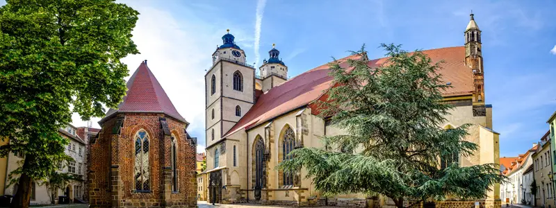 famous old town with historic buildings in Wittenberg - Germany