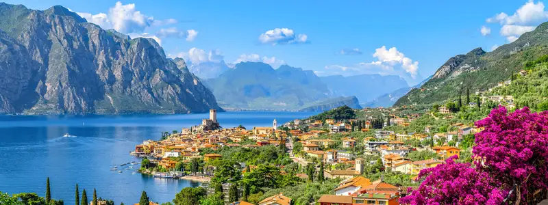 Landscape with Malcesine town, Garda Lake, Italy