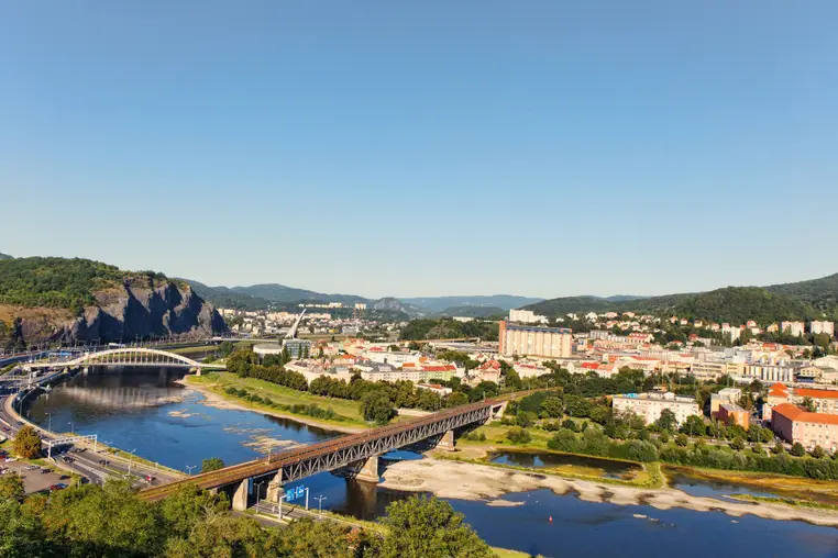 Panoramic view of the Czech city of Usti nad Labem. Bohemia. Czech Republic.