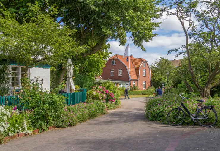 impression of Spiekeroog village which is located at Spiekeroog island, one of the East Frisian Islands at the North Sea coast of Germany