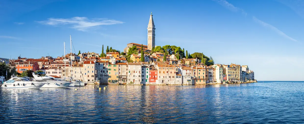 Classic panoramic view of Rovinj old town, Istria, Croatia