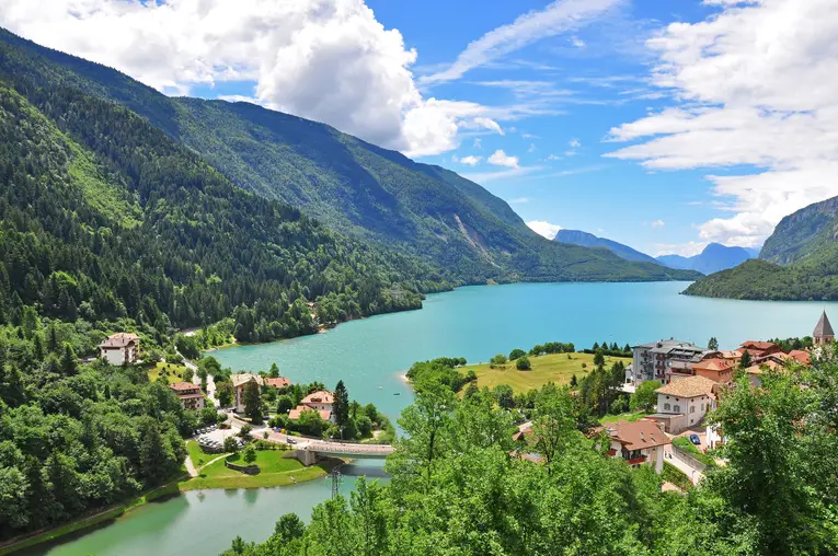 Molveno lake in italian Alps, Dolomites