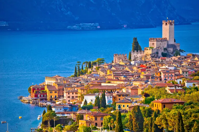 Town of Malcesine on Lago di Garda skyline view, Veneto region of Italy